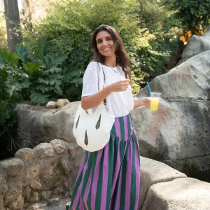 FALDA RAYAS VERDE Y ROSA