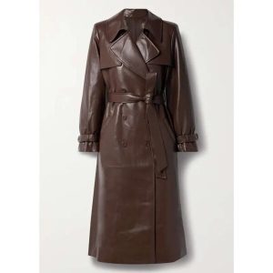 Gabardina de piel de oveja marrón oscuro para mujer