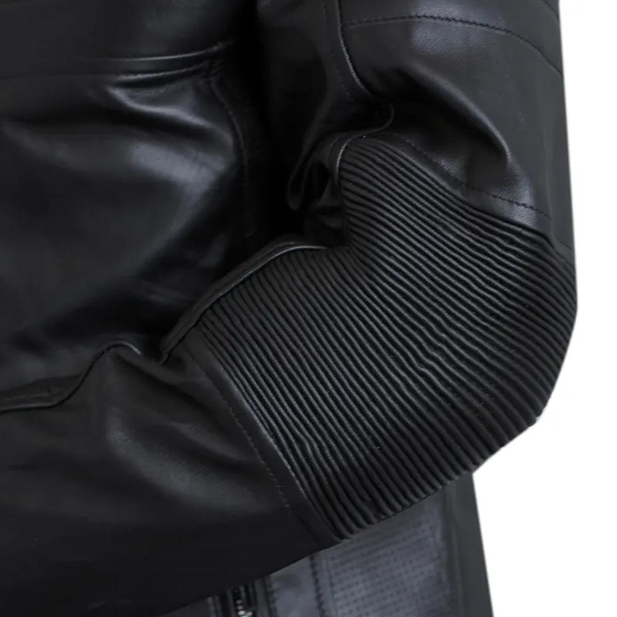 Chaqueta de moto clásica negra de cuero auténtico para hombre, estilo cafe racer. - Imagen 5