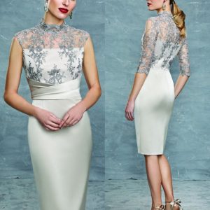 Vestido midi encaje semicisne