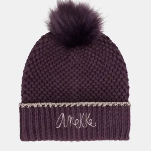Gorro de punto morado con pompón Anekke 39471-323