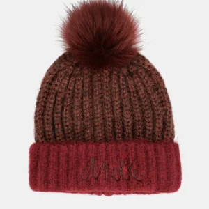 Gorro de punto con pompón burdeos ANEKKE 39481-312