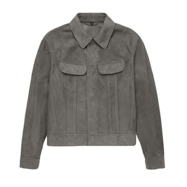 Chaqueta de camionero de ante de corte ajustado para hombre - Imagen 3