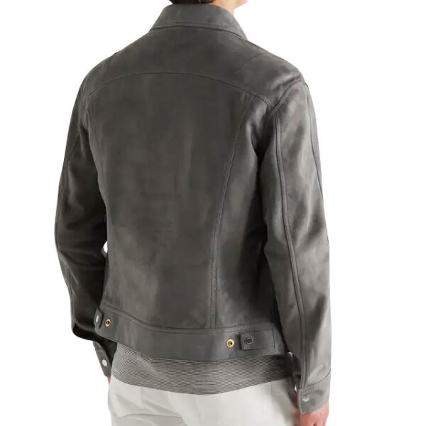 Chaqueta de camionero de ante de corte ajustado para hombre - Imagen 8