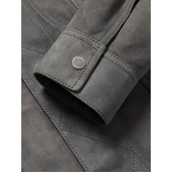 Chaqueta de camionero de ante de corte ajustado para hombre - Imagen 5
