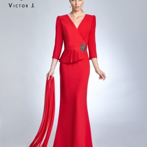 Vestido largo cruzado media manga