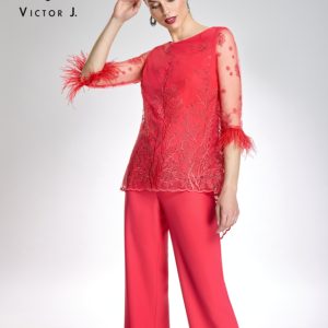 Conjunto pantalón encaje marabú