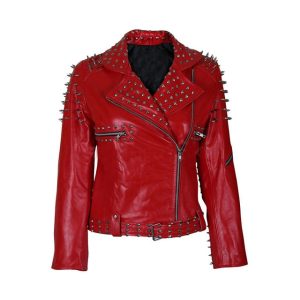 Chaqueta de cuero auténtico hecha a mano con tachuelas