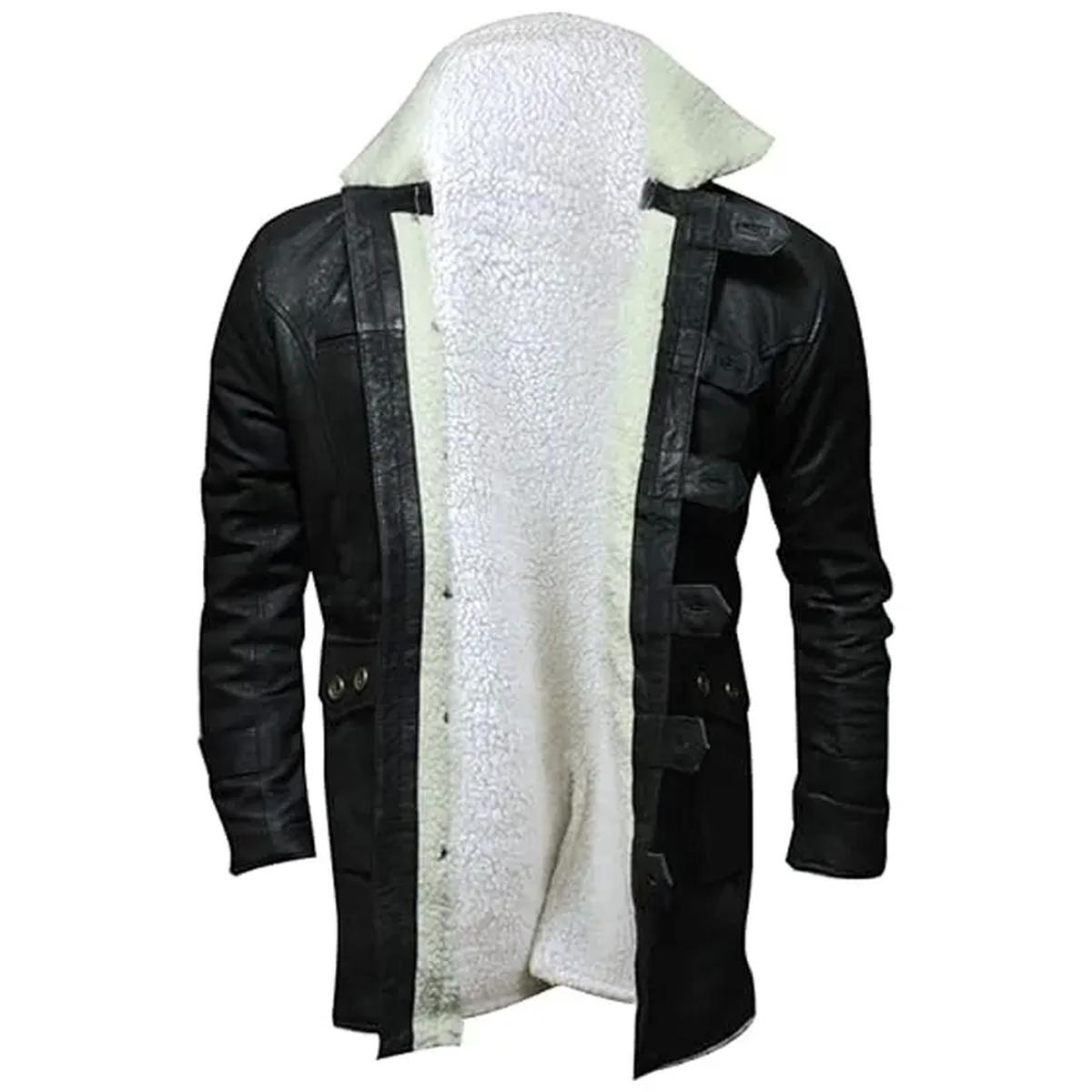 Abrigo de hombre de piel de oveja negra con forro de piel de oveja blanca. - Imagen 5