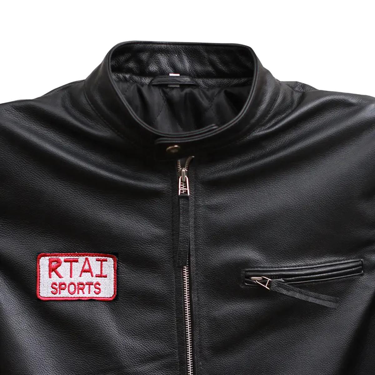 Chaqueta deportiva de piel de oveja negra para hombre. - Imagen 4