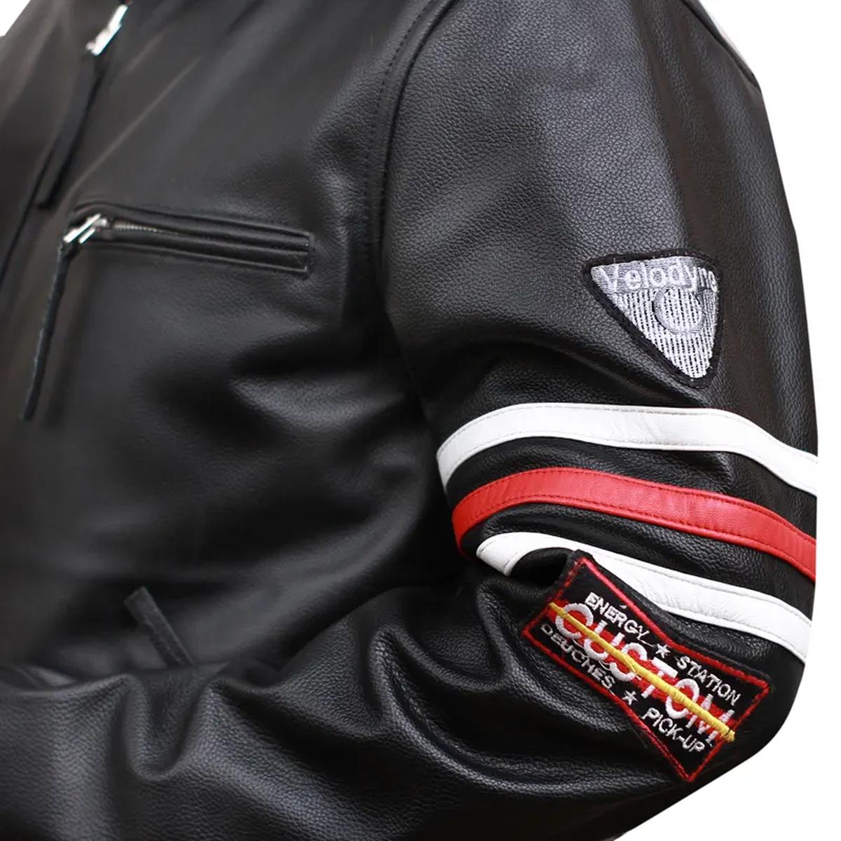 Chaqueta deportiva de piel de oveja negra para hombre. - Imagen 6