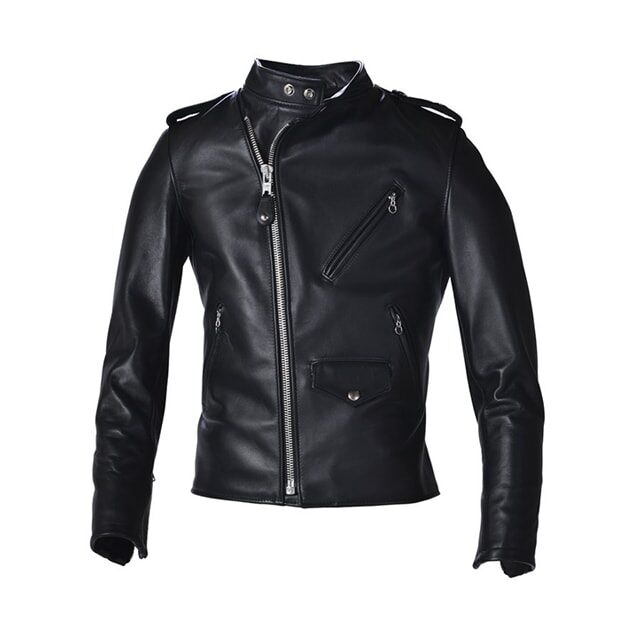 Chaqueta de moto híbrida asimétrica estilo cafe racer de cuero auténtico