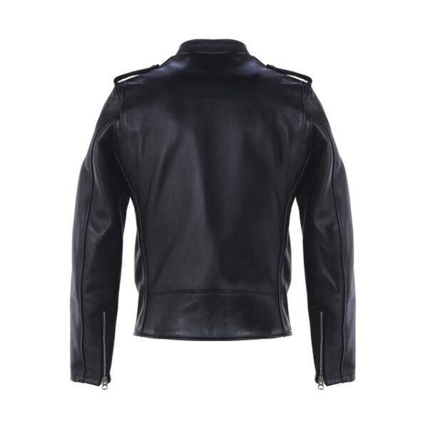 Chaqueta de moto híbrida asimétrica estilo cafe racer de cuero auténtico - Imagen 3