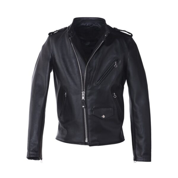 Chaqueta de moto híbrida asimétrica estilo cafe racer de cuero auténtico - Imagen 4