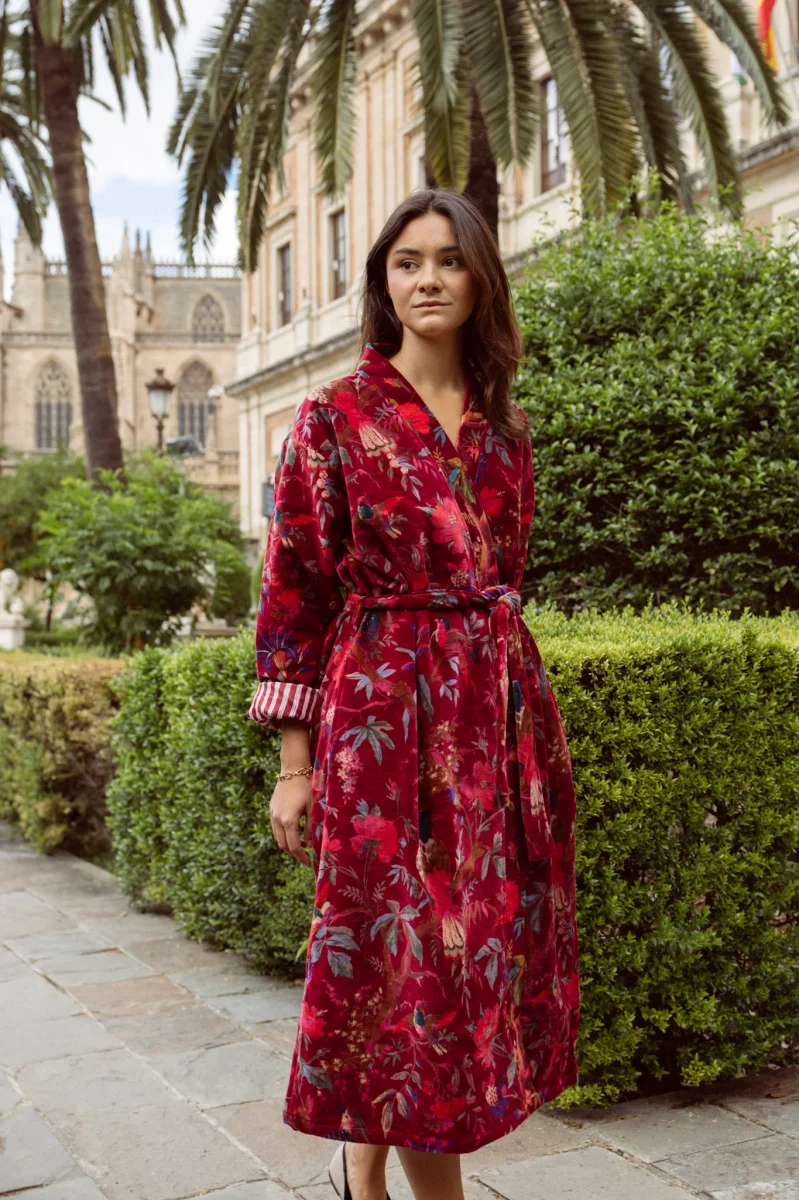 KIMONO TERCIOPELO BURDEOS - Imagen 3