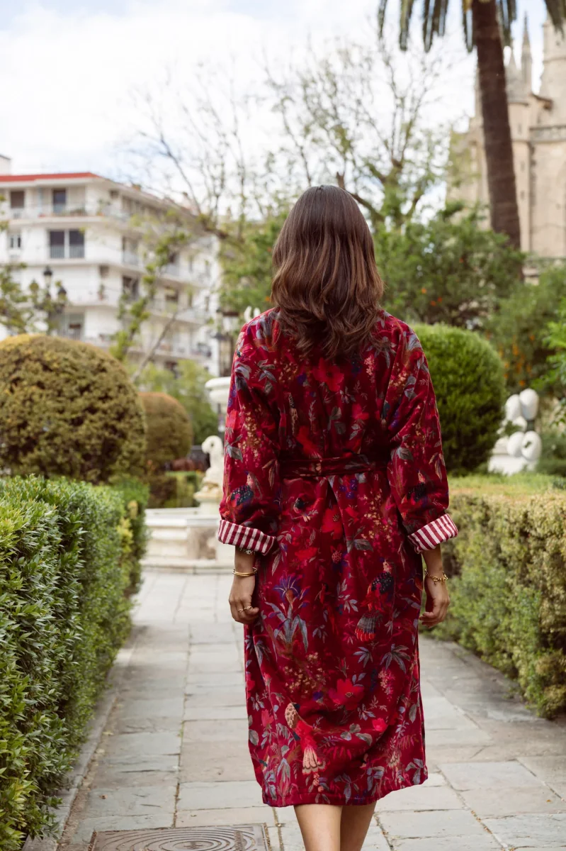 KIMONO TERCIOPELO BURDEOS - Imagen 6