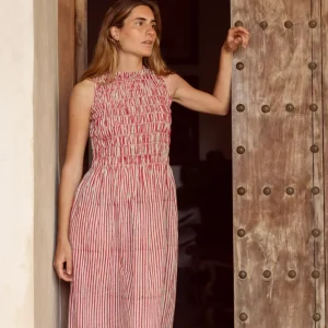 VESTIDO RAYAS BUGANVILLA Y VERDE
