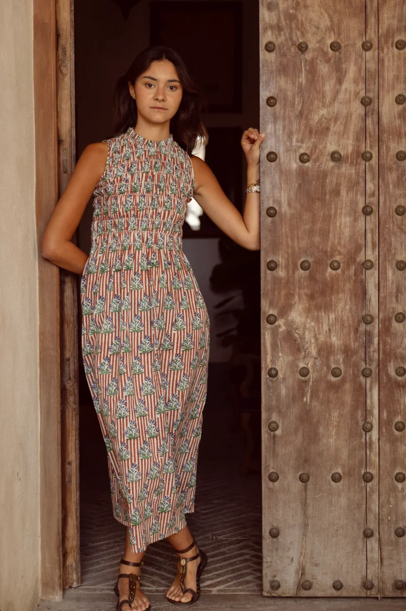 VESTIDO RAYAS MARRÓN - Imagen 3