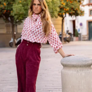 PANTALÓN PANA BURDEOS