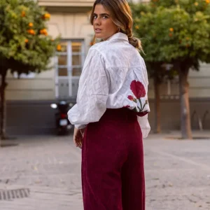 CAMISA FLOR BURDEOS