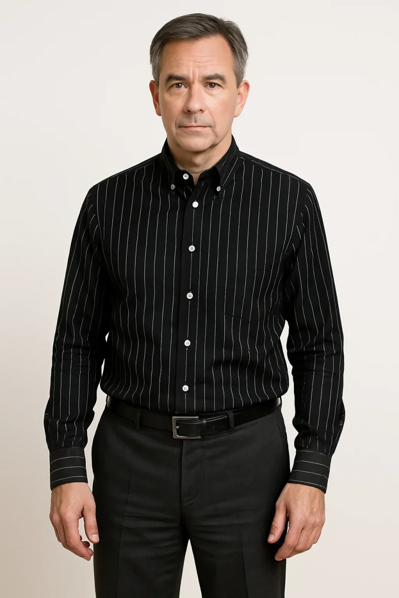 Camisa elegante de algodón a rayas - Imagen 3