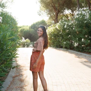 SHORT NARANJA Y BUGANVILLA