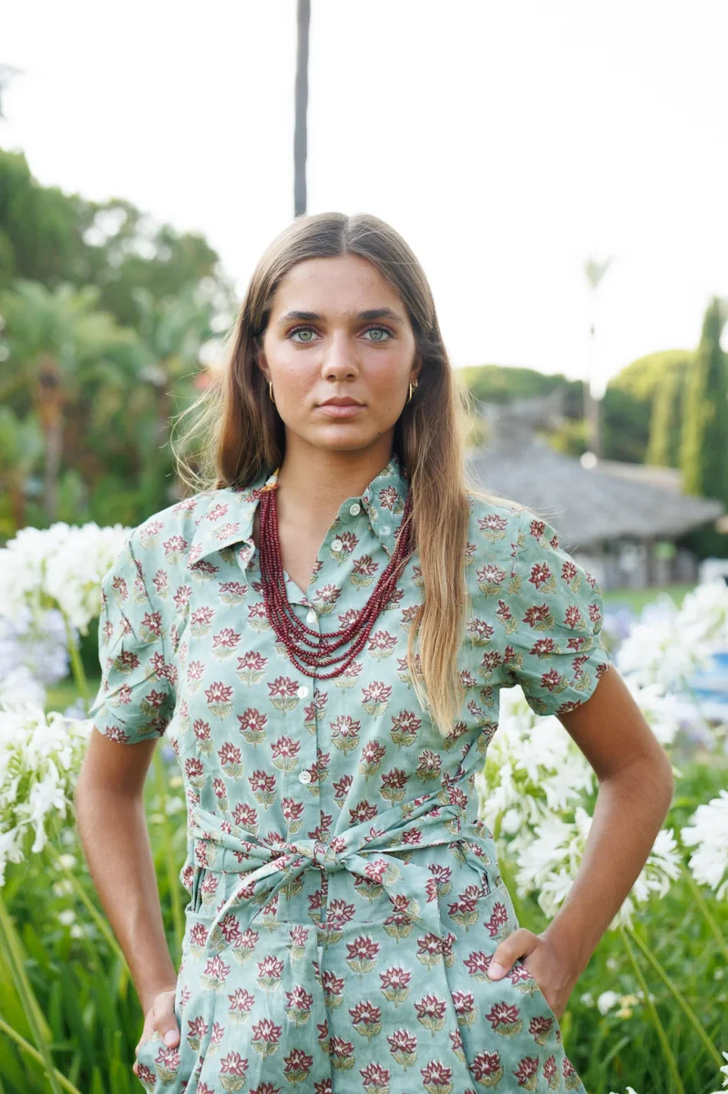 CAMISA VERDE AGUA Y BURDEOS - Imagen 3