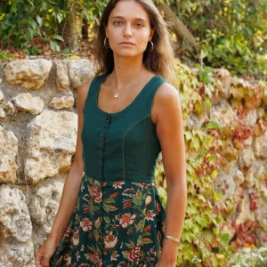 VESTIDO VINTAGE VERDE OSCURO