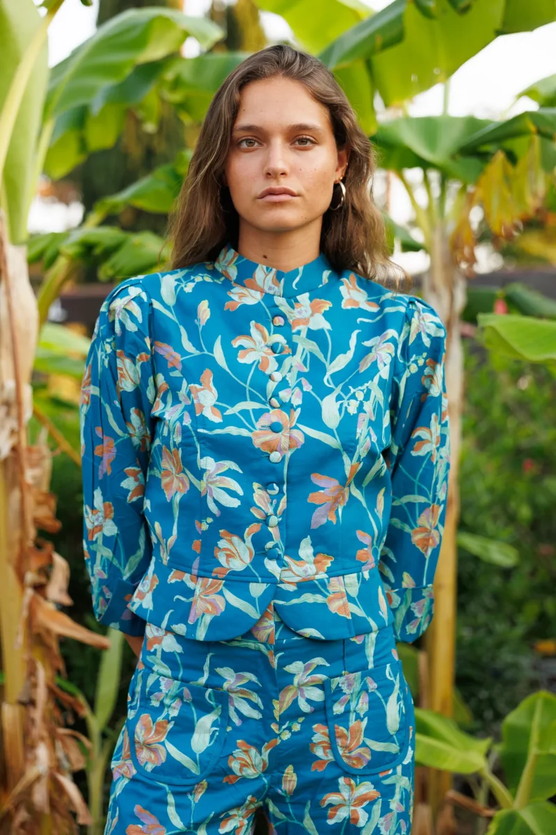 CHAQUETA PETRÓLEO FLORES - Imagen 3