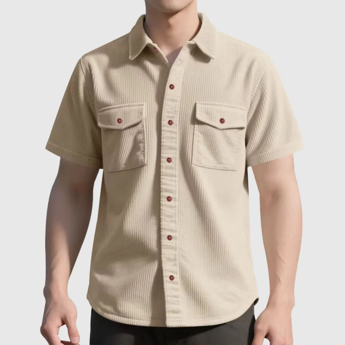 Camisa elegante de pana para hombre - Imagen 8