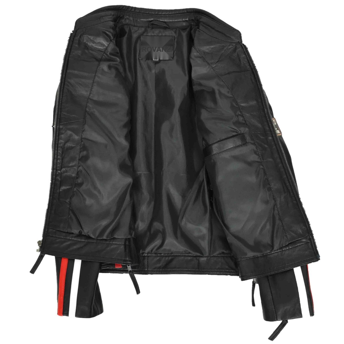 BUNERI Chaqueta Biker Cafe Racer de Cuero para Mujer con Insignias - Imagen 7