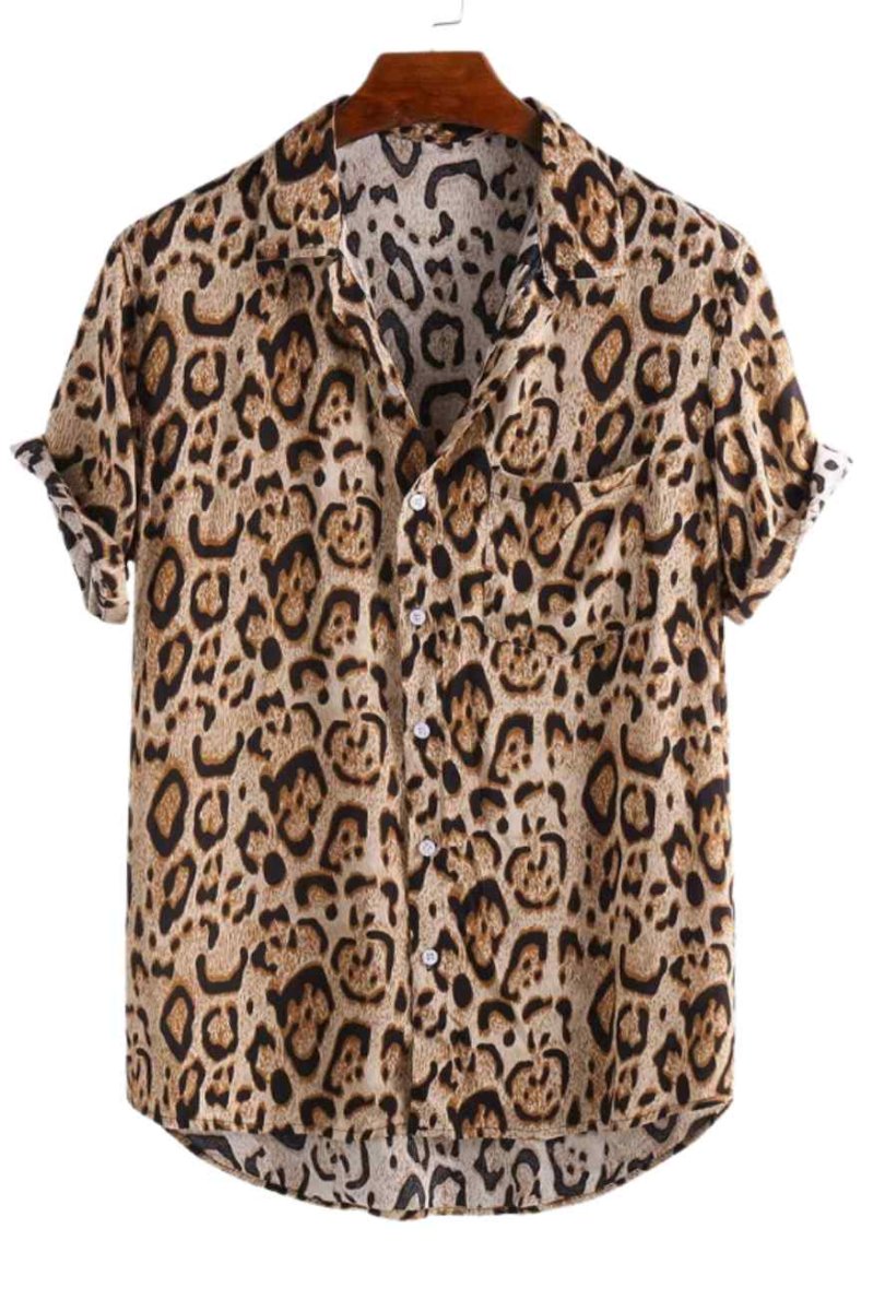 Chemise à Manches Courtes Imprimé Léopard pour Homme - Imagen 2