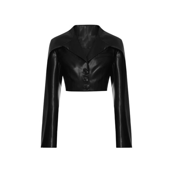 Top de lujo de piel de oveja negra para mujer - Imagen 4