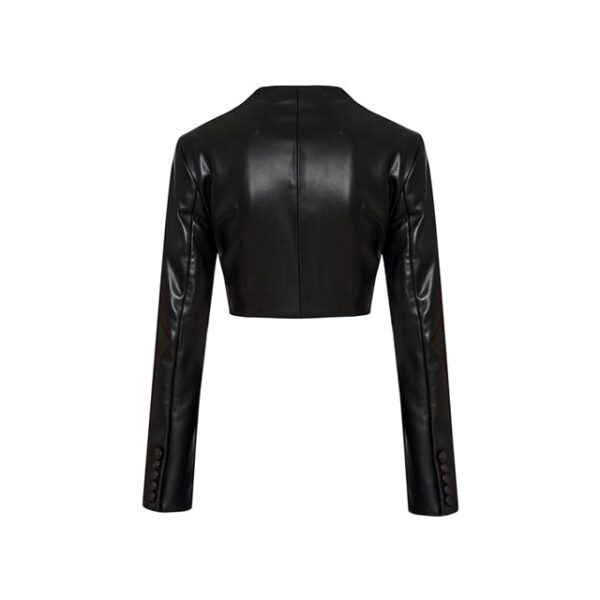 Top de lujo de piel de oveja negra para mujer - Imagen 3