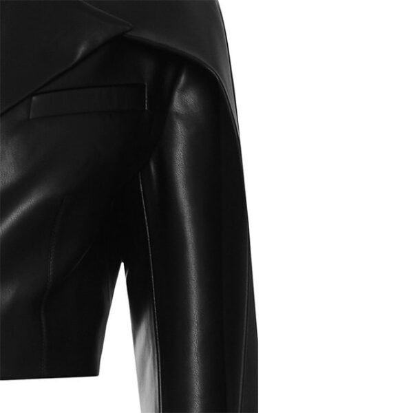 Top de lujo de piel de oveja negra para mujer - Imagen 5