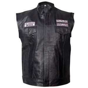 Chaleco de piel de oveja negra para hombre