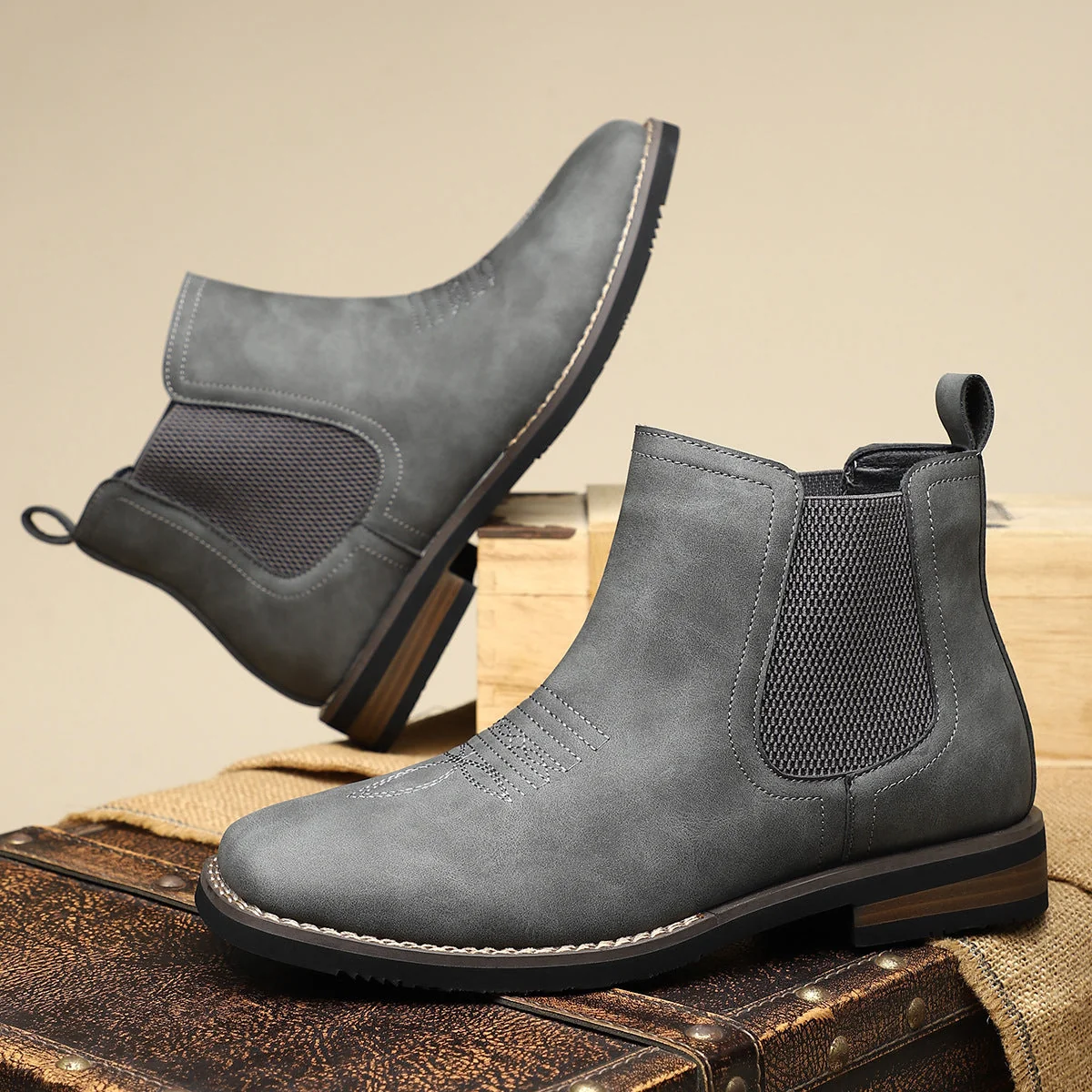 Botas elegantes de piel para hombre - Imagen 9