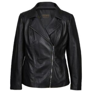 Chaqueta de piel de oveja Maya para mujer, negra