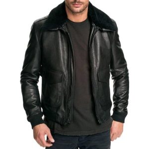 Chaqueta bomber de cuero auténtico para hombre, estilo Fuerza Aérea.