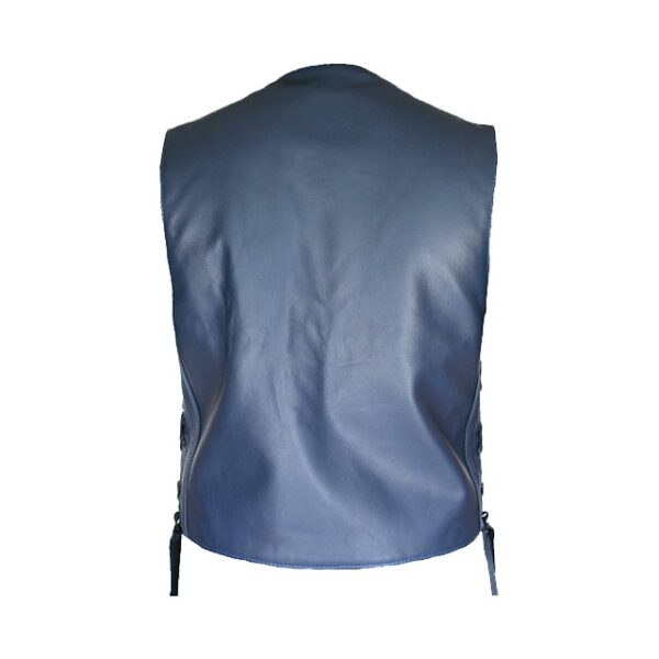 Chaleco de hombre azul de cuero auténtico estilo crucero - Imagen 3