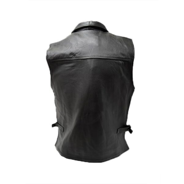 Chaleco clásico de cuero genuino para hombre - Imagen 4