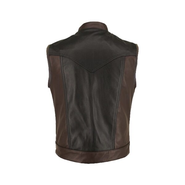Chaleco de cuero genuino bicolor para hombre - Imagen 4