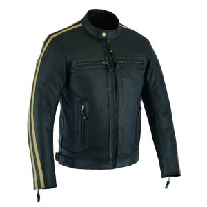 Chaqueta de moto para hombre de cuero genuino de grano completo