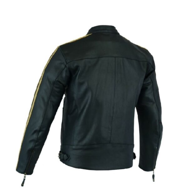 Chaqueta de moto para hombre de cuero genuino de grano completo - Imagen 7