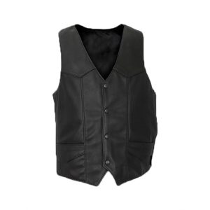 Chaleco de piel auténtica para hombre en color gris ceniza.