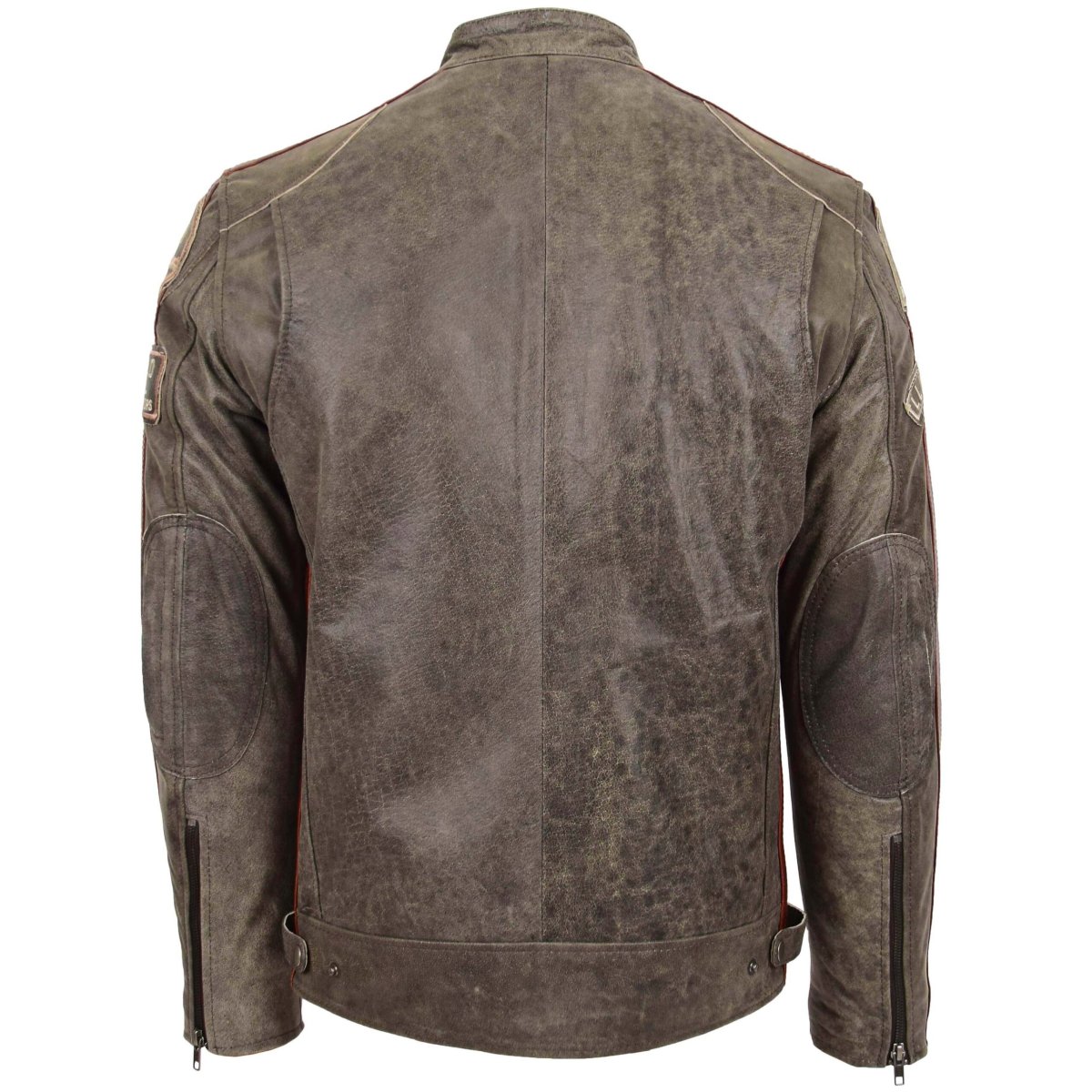 BUNERI Biker de Cuero Kurt Marrón con Insignias Hombre - Imagen 3