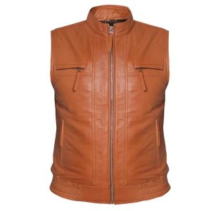 Chaleco de cuero auténtico para hombre, estilo motero rockero.