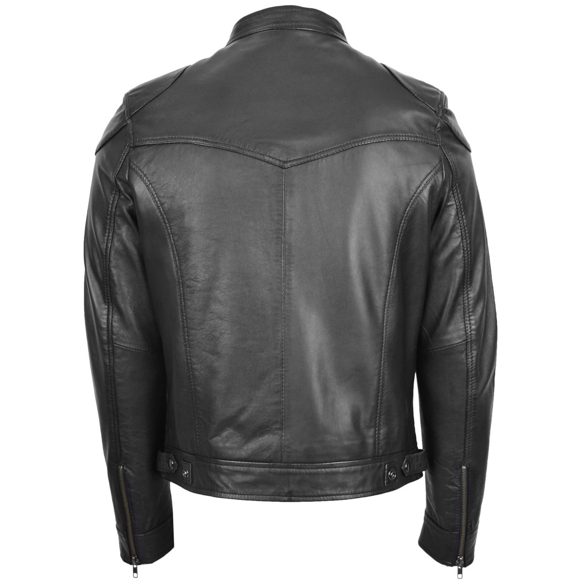 BUNERI Chaqueta de Cuero Biker Casual para Hombre Negro - Imagen 3