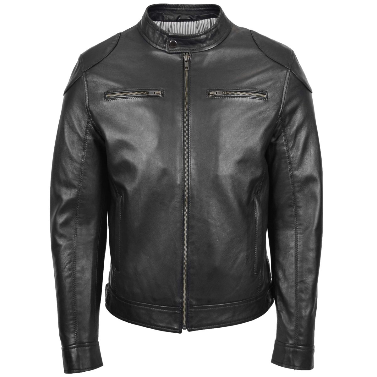 BUNERI Chaqueta de Cuero Biker Casual para Hombre Negro - Imagen 4