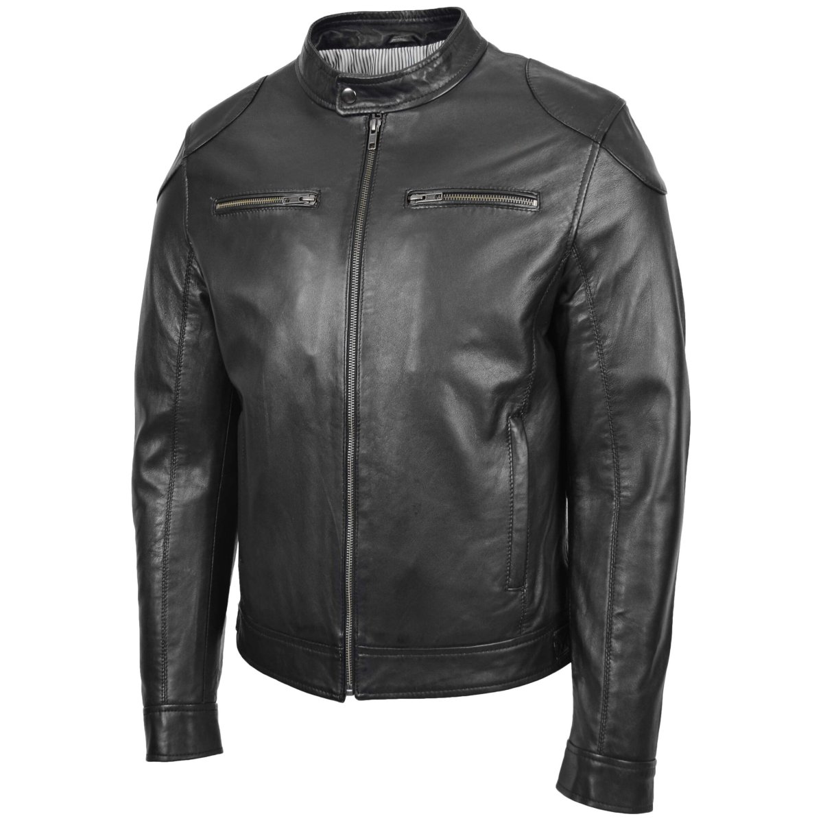 BUNERI Chaqueta de Cuero Biker Casual para Hombre Negro - Imagen 5